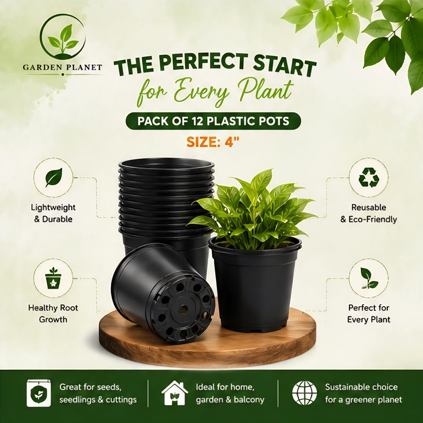 Black Plastic Pots (4 Inches)